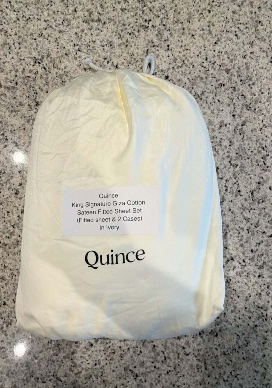 Quince King Signature Giza Cotton Sateen Fitted Sheet Set in Ivory